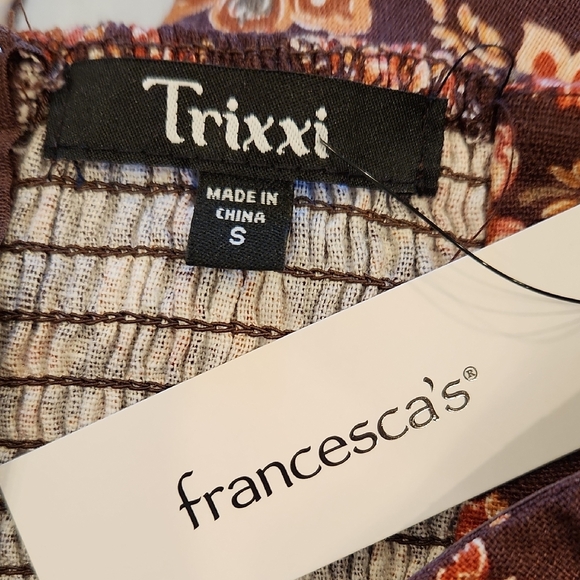 Francesca's Collections Brown Floral Strapless Dress - Picture 13 of 13